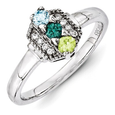 3 Birthstones Family Jewelry Diamond Semi-Set Ring 14k White Gold XMRW50/3, MPN: XMRW50/3, 88395748…