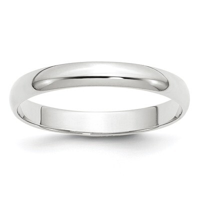 3mm Lightweight Half Round Band 10k White Gold WHRL030 Engravable, MPN: WHRL030, 886774469225