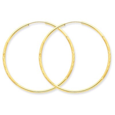 1.5mm Satin Diamond-cut Endless Hoop Earrings 14k Gold XY1169, MPN: XY1169, 883957299549
