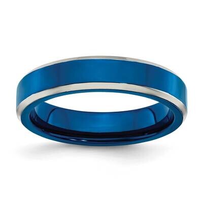 Blue Ip-Plated 5.00mm Band Stainless Steel Polished SR676-10, MPN: SR676, 191101876295