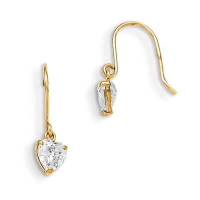 CZ Children&#39;S Heart Dangle Earrings 14k Gold GK628, MPN: GK628, 191101454288