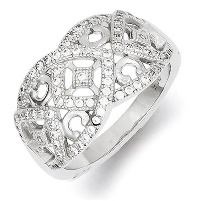 Micro Pave with Intricate Designs Ring Sterling Silver QR4218, MPN: QR4218, 883957497617