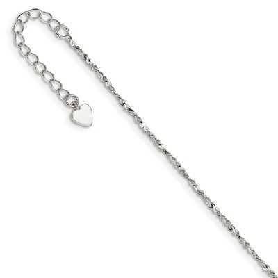 Twisted Serpentine Heart with 1.5 inch Extender Anklet Sterling Silver QG4215-9, MPN: QG4215-9, 886…