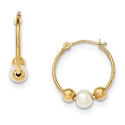 Hoop with (5-6mm) Cultured Pearl Earring 14k Gold Polished XF446E, MPN: XF446E, 716838179701