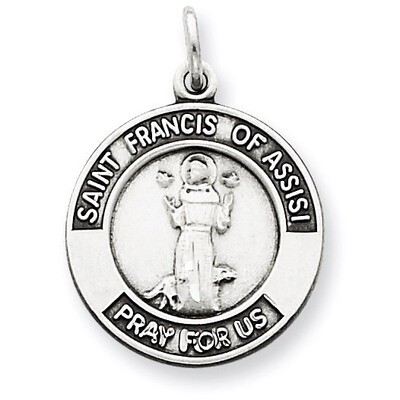 Saint Francis of Assisi Medal Antiqued Sterling Silver QC5725, MPN: QC5725, 886774111056