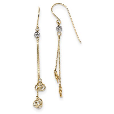 Polished Diamond -cut Love Knot Dangle Shepherd Hook Earrings 14k Two-Tone Gold TL1040, MPN: TL1040…