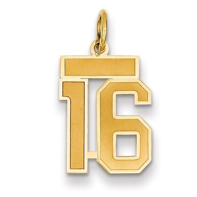 Number 16 Charm 14k Gold Small Satin  LSS16, MPN: LSS16, 883957068756