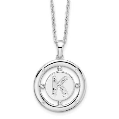 White Ice .025Ct. Diamond Initial K Necklace Sterling Silver QW499K-18, MPN: QW499K-18, 191101479144