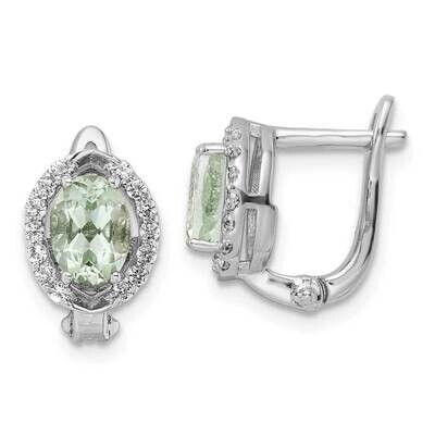 1.74T.W. Green Quartz Wt Oval Hinged Earrings Sterling Silver Rhodium-Plated QE16644AG, MPN: QE1664…