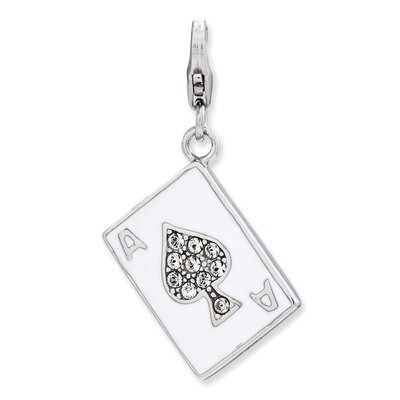 3-D Ace Charm Sterling Silver Enameled QCC814 by Amore La Vita, MPN: QCC814, 886774235455