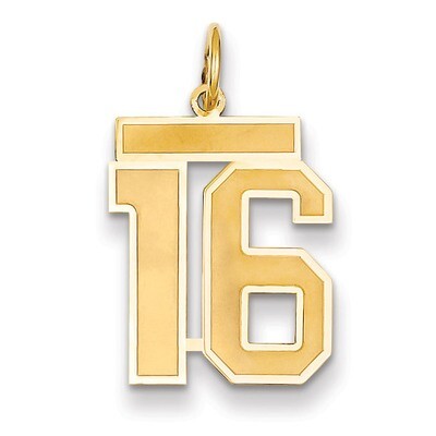 Number 16 Charm 14k Gold Medium Satin LSM16, MPN: LSM16, 883957073644