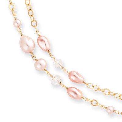 Kelly Waters Pink Simulated Pearl and Crystal Necklace Gold-plated KW172-17.5, MPN: KW172-17.5, 883…