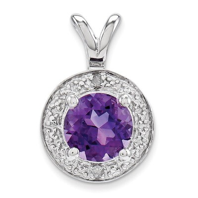 February Amethyst Pendant Sterling Silver Diamond QBPD11FEB, MPN: QBPD11FEB, 883957500751