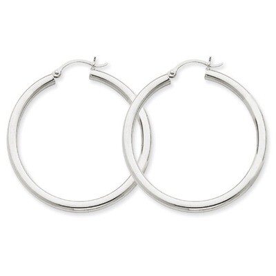 3mm Round Hoop Earrings 10k White Gold 10T847, MPN: 10T847, 883957895727