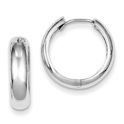 Polished Hoop Earrings Sterling Silver Rhodium QE8502, MPN: QE8502, 869944823249