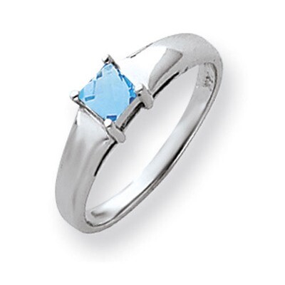 Blue Topaz Ring 14k white Gold 4mm Princess Cut Y4780BT, MPN: Y4780BT, 883957667102