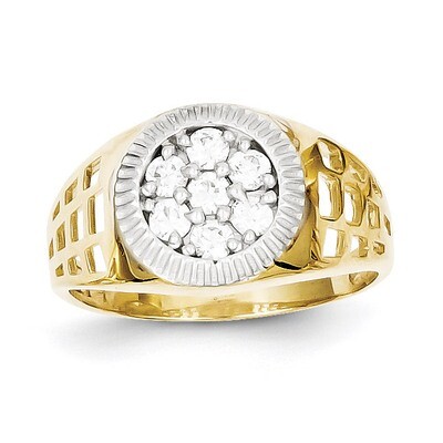 Men&#39;s Synthetic Diamond Cluster Ring 10K Gold &amp; Rhodium 10C1297, MPN: 10C1297, 886774021607