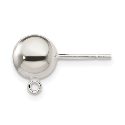 8.0mm Ball with Ring Earring Sterling Silver Polished SS3054, MPN: SS3054,