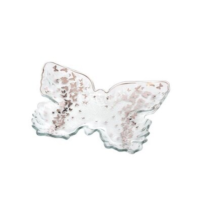 Annieglass Butterfly Platinum 12 x 10 Inch Tray B201P, MPN: B201P, UPC: