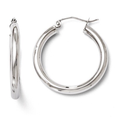 Leslie&#39;s Polished Hinged Hoop Earrings - 10k White Gold HB-TA11, MPN: TA11, 883957024981