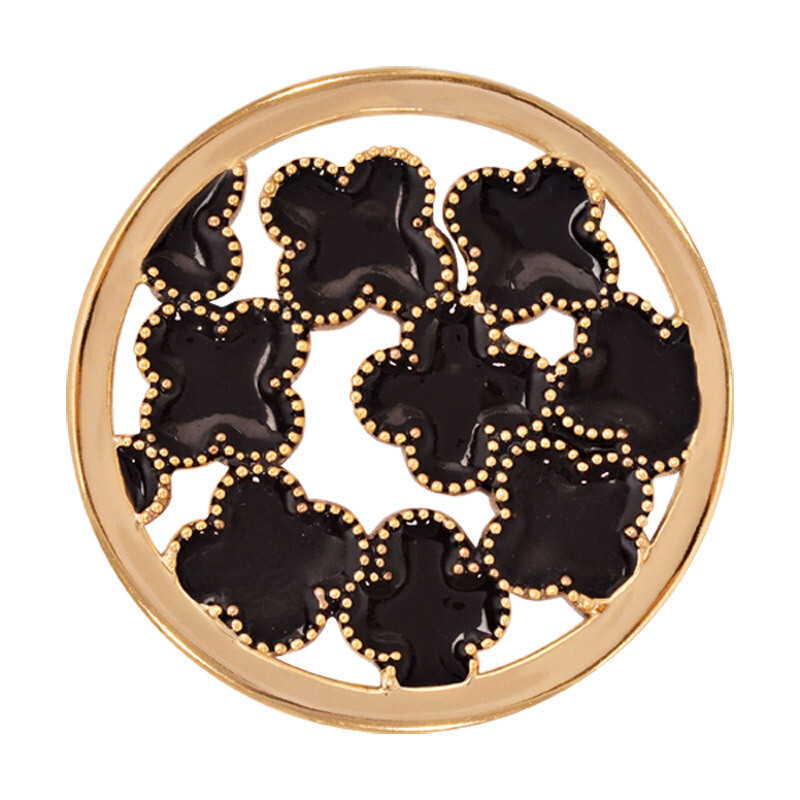 Nikki Lissoni Black Flowers Gold-Plated 33mm Coin C1246GM, MPN: C1246GM, 8718627465868