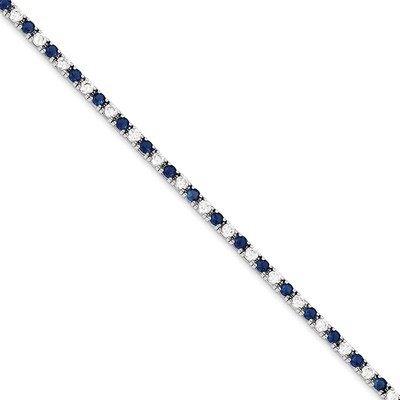 Blue and Clear Diamond Bracelet Sterling Silver QX441CZ, MPN: QX441CZ, 883957261683