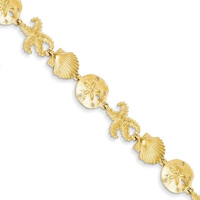 Seashell Theme Bracelet 7.25 Inch 14k Gold FB1143-7.25, MPN: FB1143-7.25, 637218064526