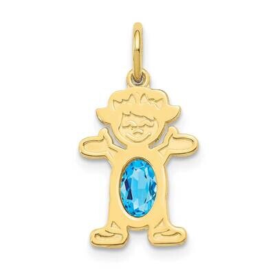 Girl Charm 6x4 Oval Genuine Blue Topaz-December 10k Gold 10XCK32, MPN: 10XCK32,