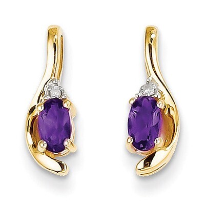 Diamond &amp; Amethyst Earrings 14k Gold XBS407, MPN: XBS407, 883957445007