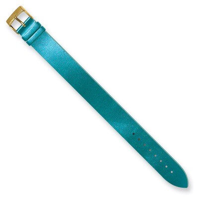 Moog Dark Aqua Metallic Smooth Finish Calf Leather Watch Band - Gold-plated, MPN: LC-10G,
