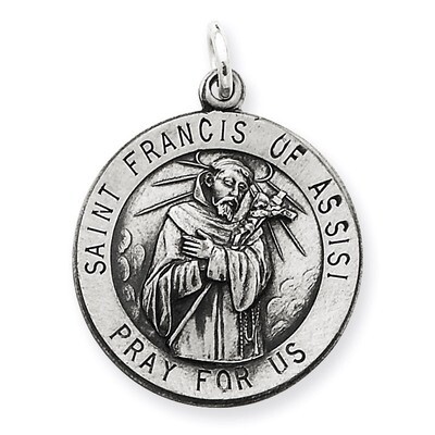 Saint Francis of Assisi Medal Antiqued Sterling Silver QC3586, MPN: QC3586, 191101181863