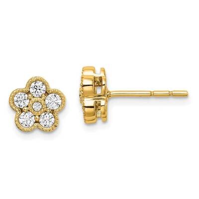 Diamond Vs/Si, D E F, Floral Post Earrings 14k Yellow Gold True Origin Lab Grown EM6345-050-YLD, MP…