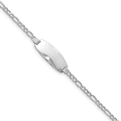 8 Inch Oval ID Semi-Solid Figaro Bracelet 14k white Gold DCID146W-8, MPN: DCID146W-8, 883957314266