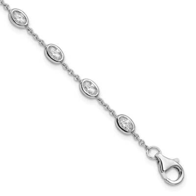 Oval CZ Diamond with 1 Inch Extender 11 Station Bracelet Sterling Silver Rhodium-Plated QG5904-6.5,…