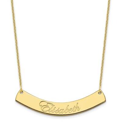 Polished Curved Edwardian Script Bar Necklace 10k Gold Medium 10XNA1222Y, MPN: 10XNA1222Y, 19690415…