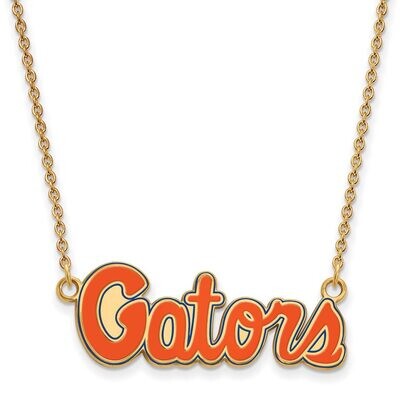University of Florida Small Enamel Pendant with Chain Necklace Gold-plated Silver GP080UFL-18, MPN:…