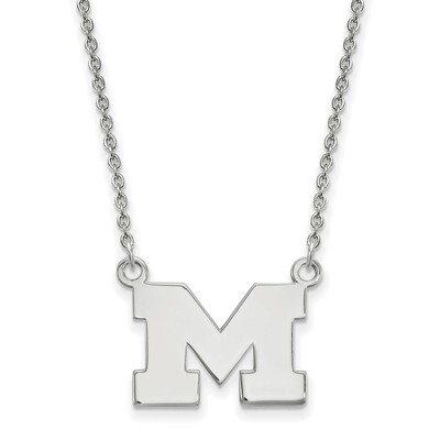 Michigan University of Small Pendant with Necklace Sterling Silver SS015UM-18, MPN: SS015UM-18, 886…
