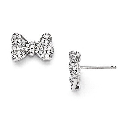 Bow Post Earrings Sterling Silver &amp; Cubic Zirconia QMP1139, MPN: QMP1139, 886774578408