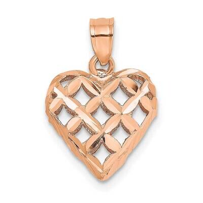 3-D Heart Charm 14k Rose Gold Polished Diamond-cut K7131R, MPN: K7131R,