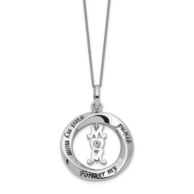 Mom Necklace Sterling Silver CZ Diamond QG5168-18, MPN: QG5168-18, 886774114996