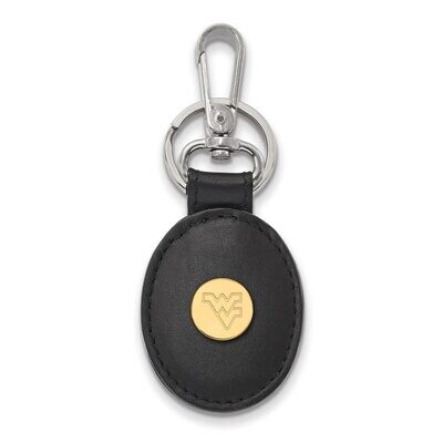 West Virginia University Black Leather Oval Key Chain Gold-plated Silver GP013WVU-K1, MPN: GP013WVU…
