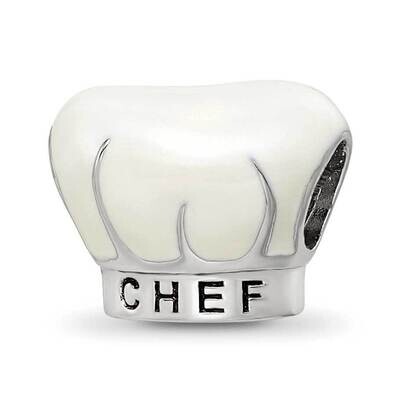 Enamel Chef Hat Bead Sterling Silver Rhodium-plated QRS4189, MPN: QRS4189,