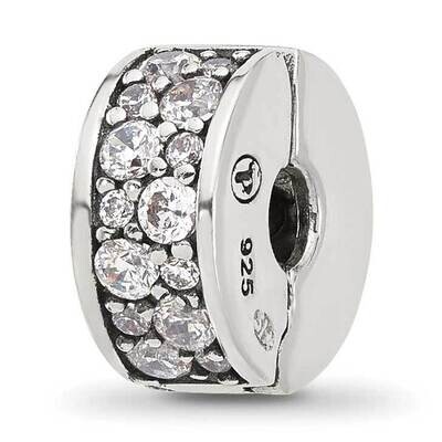 Cluster CZ Clip Bead Sterling Silver QRS4392, MPN: QRS4392,