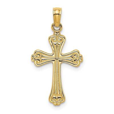 Cross Charm 14k Gold Polished &amp; Engraved K8376, MPN: K8376, 637218016501
