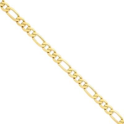 8.75mm Flat Figaro Chain 8 Inch 14k Gold FFL220-8, MPN: FFL220-8, 886774096094