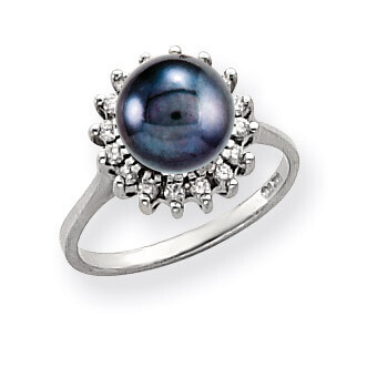 7.5mm Black Fresh Water Cultured Pearl Diamond Ring 14k white Gold Y4379BP/A, MPN: Y4379BP/A, 88395…