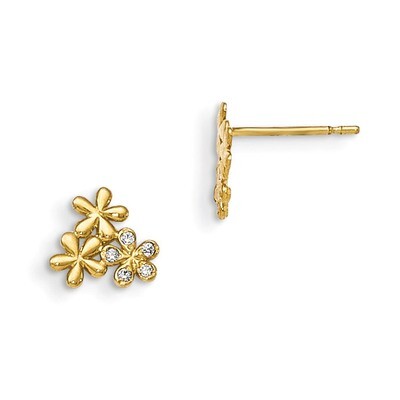 CZ Children&#39;S Flower Post Earrings 14k Gold GK802, MPN: GK802, 191101360107