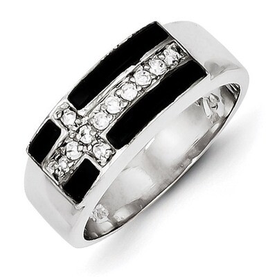 Enameled Cz Ring Sterling Silver QR1219-6