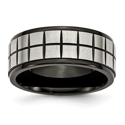 Brushed &amp; Black Ip-Plated 9mm Band Stainless Steel SR53-10