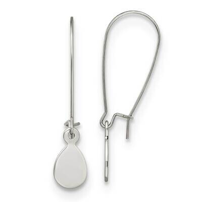 Teardrop Dangle Kidney Wire Earrings Stainless Steel Polished SRE1398, MPN: SRE1398, 191101867132